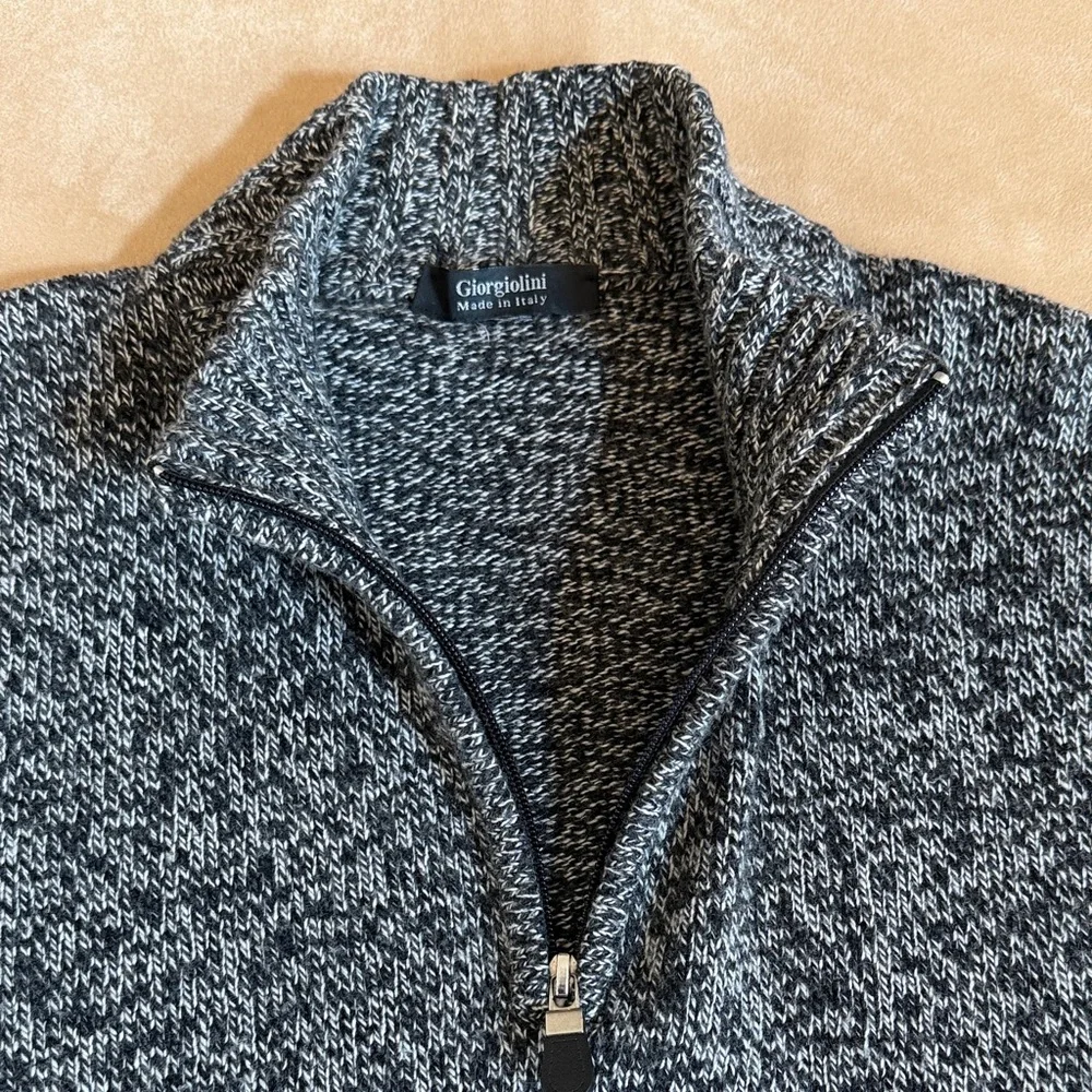 Giorgiolini Black and Gray Grandpacore Cashmere Wool Blend Sweater Size L